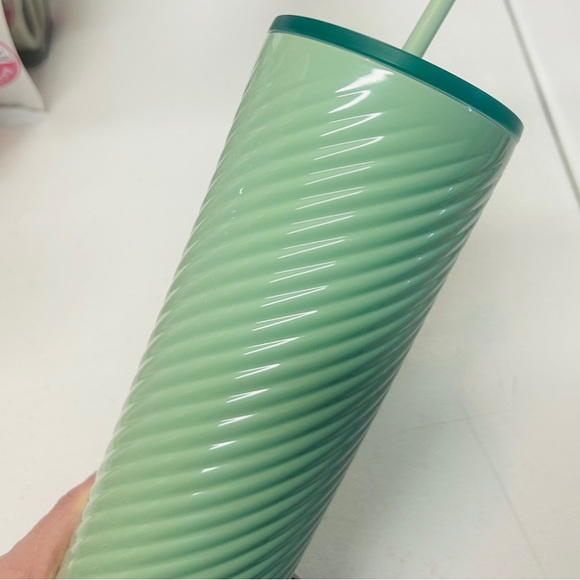 Starbucks Mint Green Swirl Cup Stainless Steel Cold Tumbler 24oz Insulated New - Picture 14 of 15